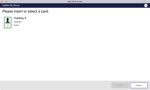 Update My Device screen